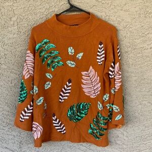 Fate Brown Sequin Leaf Sweatshirt